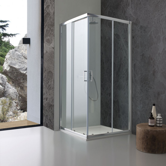 Cabine De Douche 90X90 Avec Verre Trempé Transparent | Kv tout Cabine De Douche 90X90 Castorama