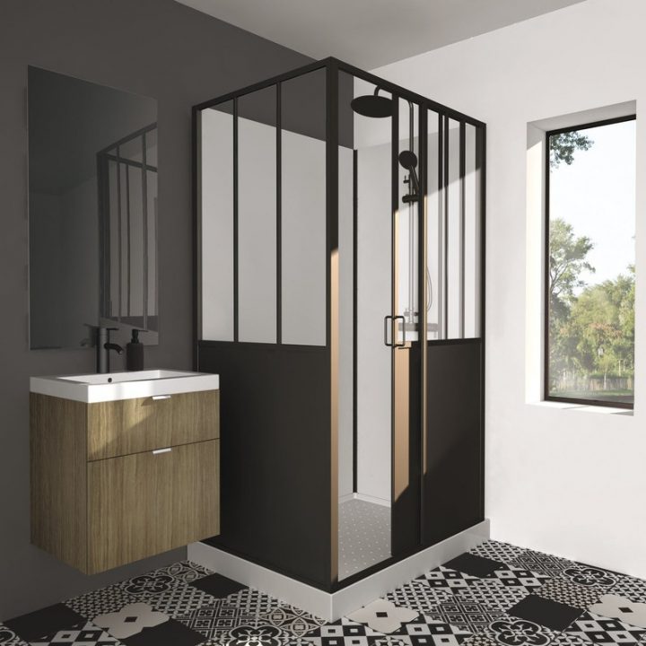 Cabine De Douche L.120 X L.90 Cm Noir, Atelier | Leroy Merlin destiné Cabine De Douche Brico Depot