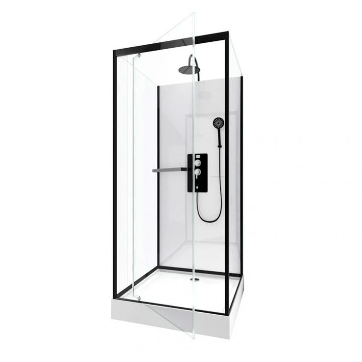 Cabine De Douche L.80 X L.80 Cm Blanc, Verre Transparente concernant Tête De Douche Leroy Merlin