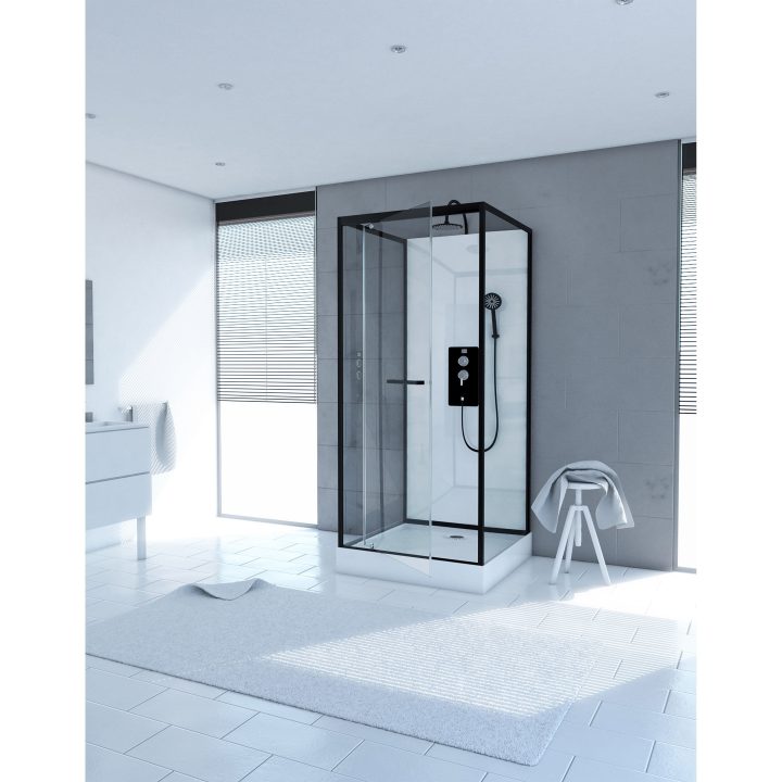 Cabine De Douche L.90 X L.90 Cm Blanc, Verre Transparente destiné Douche Anti Calcaire Leroy Merlin