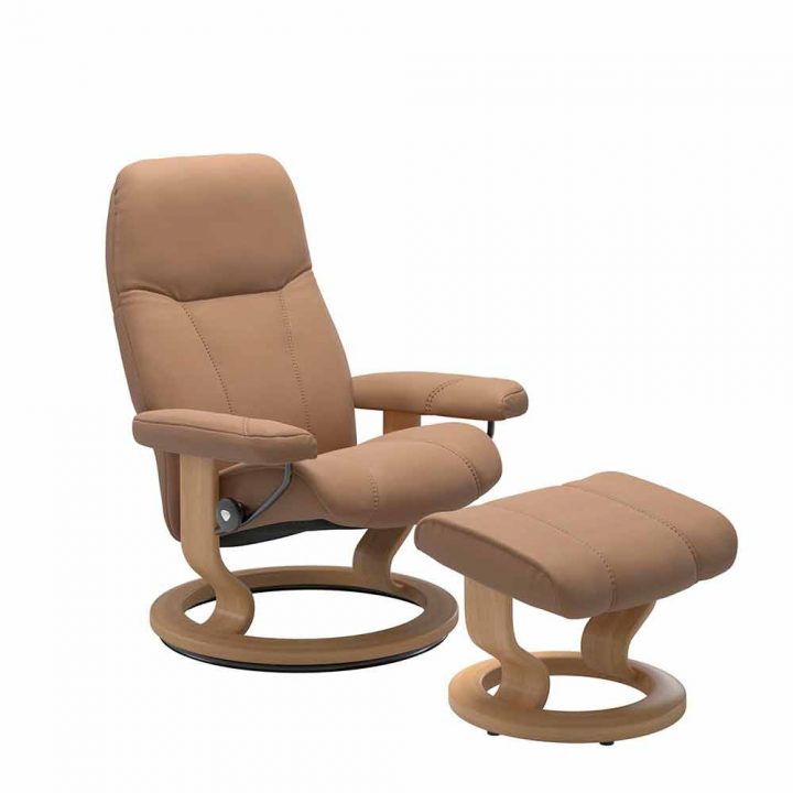 Fauteuil Relaxant Et Inclinable En Cuir Stressless Avec Pouf concernant Stressless Fauteuil Occasion