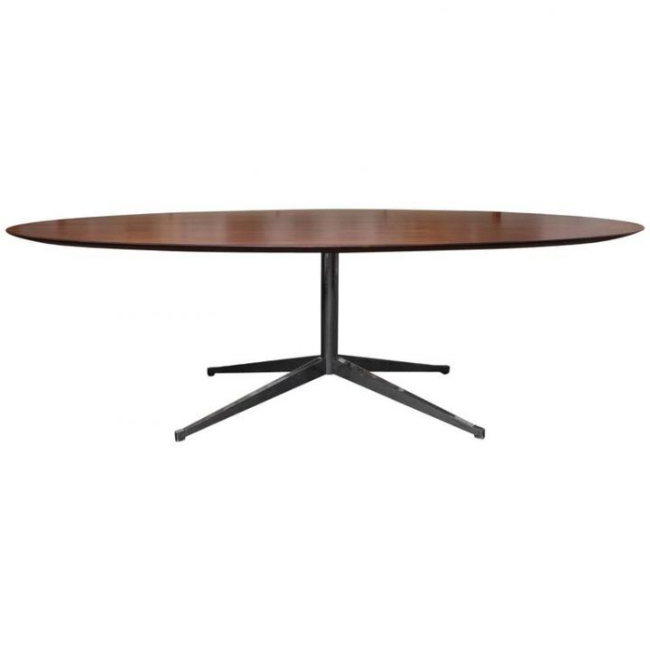 Florence Knoll Rosewood Oval Dining Table On Chrome Base pour Table Florence Knoll Roche Bobois