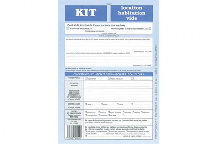 Kit Location Habitat.vide 720. : Registre : Lda Papeteries pour Kit Location Habitation Vide Pdf Gratuit