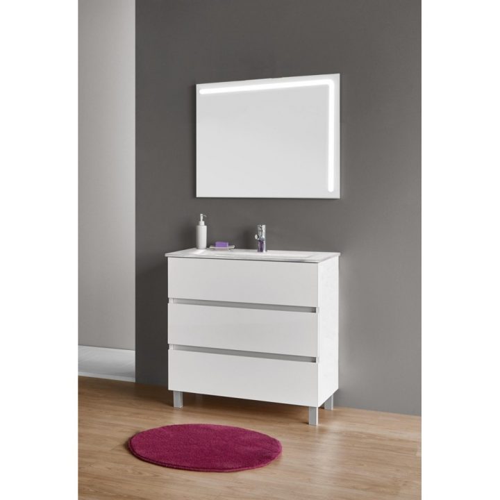 Meuble De Salle De Bains Aurlane 80Cm Blanc – Meuble De encequiconcerne Miroir Salle De Bain Bricomarché