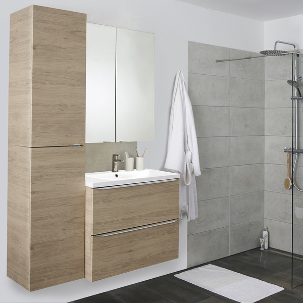 Meuble De Salle De Bains Chêne Imandra L.60 Cm + Vasque intérieur Meuble Salle De Bain Brico Dépôt