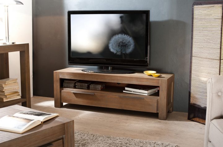 Meuble Tv Nany Acacia 140 Cm 1 Tiroir | Meubles Tv | Pier dedans Meuble Tv Hauteur 70 Cm