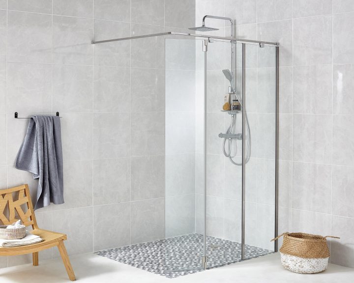 Paroi De Douche + Volet Mobile, Verre Transparent L.100 Cm dedans Paroi Douche Leroy Merlin