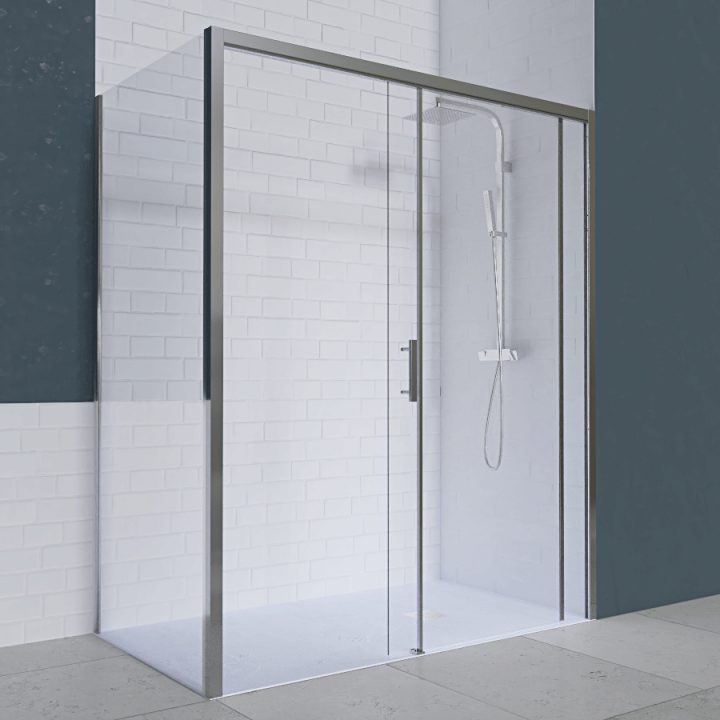 Porte De Douche D'Angle Avec Paroi Coulissante Nerina Pmr dedans Paroi De Douche 120X90 Brico Dépôt