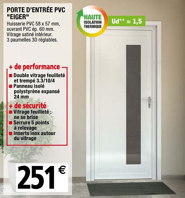 Promotion Brico Depot: Porte D`entrée Pvc Kiev – Produit encequiconcerne Baignoire Avec Porte Brico Depot