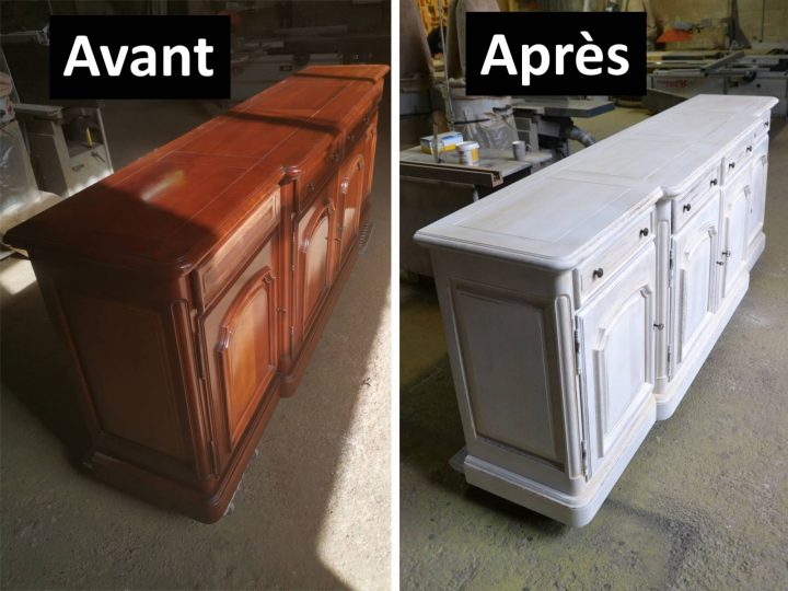 Relooking D'Un Buffet En Merisier Louis Philippe En Patiné dedans Relooker Meuble Merisier Louis Philippe