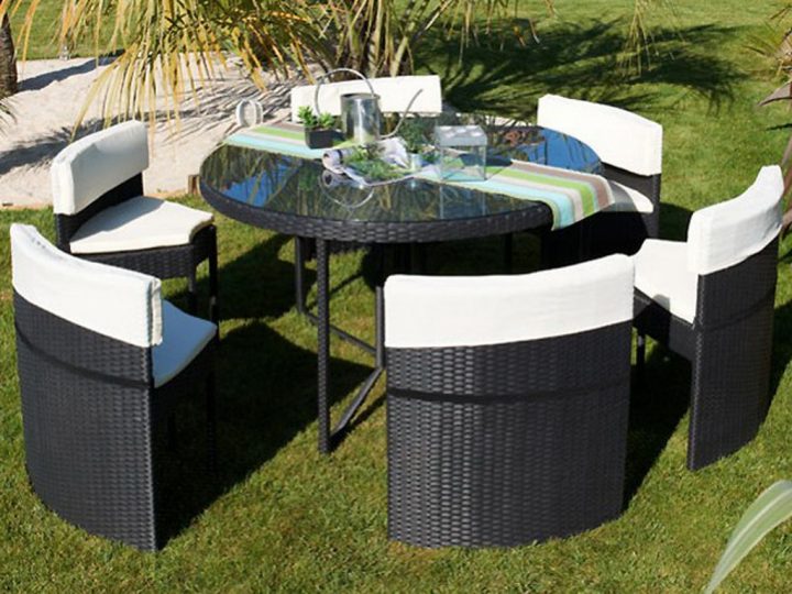 Salon De Jardin Luxe Résine Tressée Round Avec 6 Chaises avec Déstockage Salon De Jardin Résine Tressée