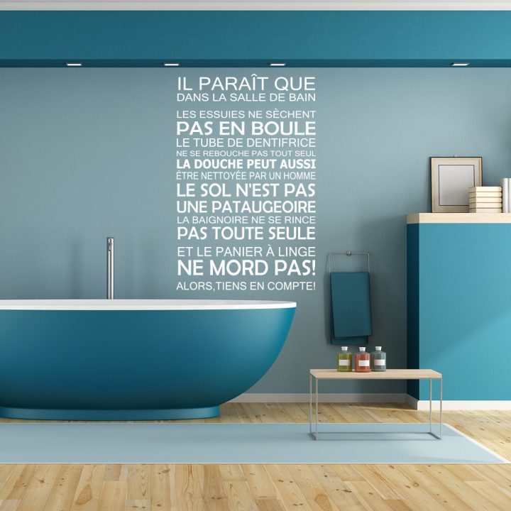 Sticker Il Paraît Que Dans La Salle De Bain – Stickers destiné Stickers Règlement Salle De Bain