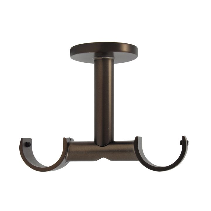 Support Plafond Double Tringle À Rideau Antic Bronze 28 Mm pour Support Tringle Double Rideau