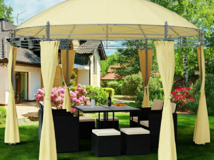 Tonnelle Toscana Ø 3,5 M Pavillon Tente De Jardin Avec encequiconcerne Tonnelle Parapluie Avec Rideaux