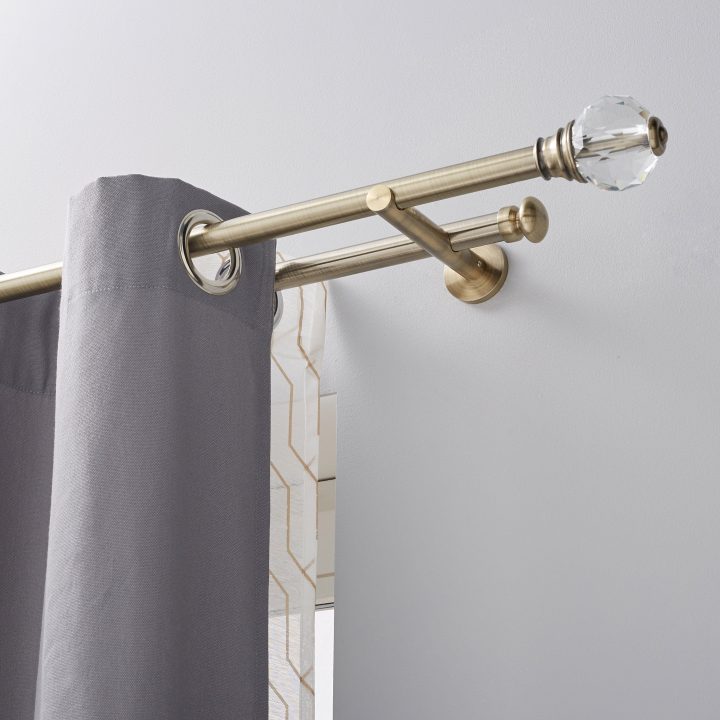 Tringle À Rideau Chic Doré Brossé 250 Cm Inspire | Leroy encequiconcerne Support Tringle Double Rideau