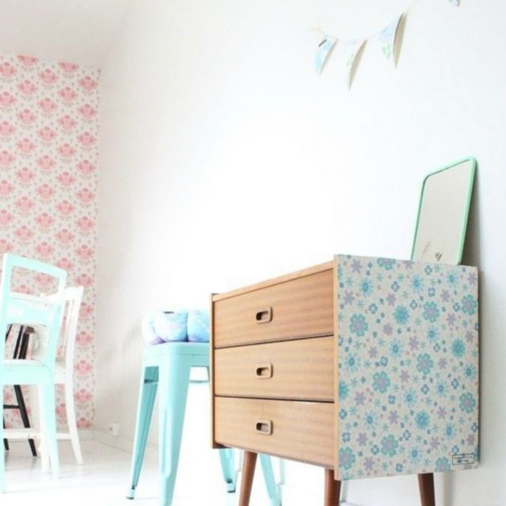 coller papier peint sur meuble melamine