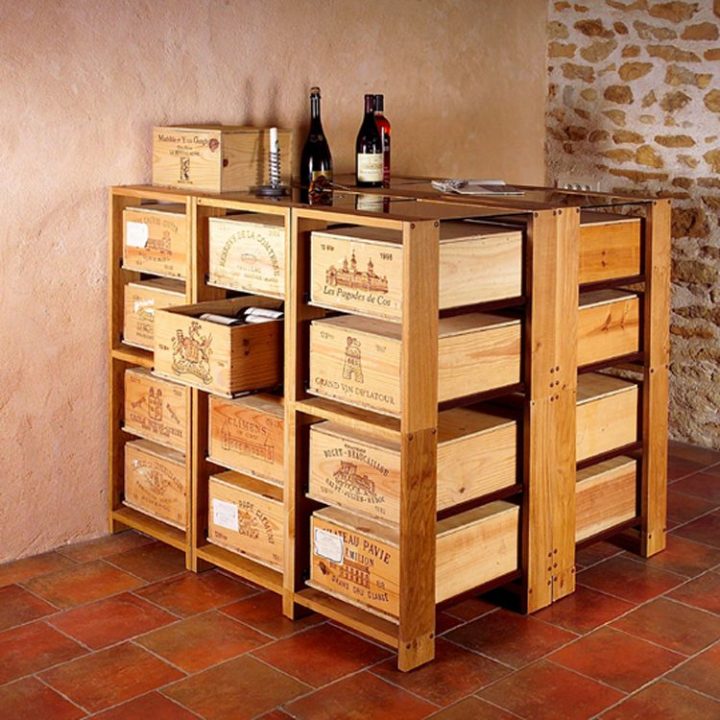 faire meuble avec caisse de vin en bois