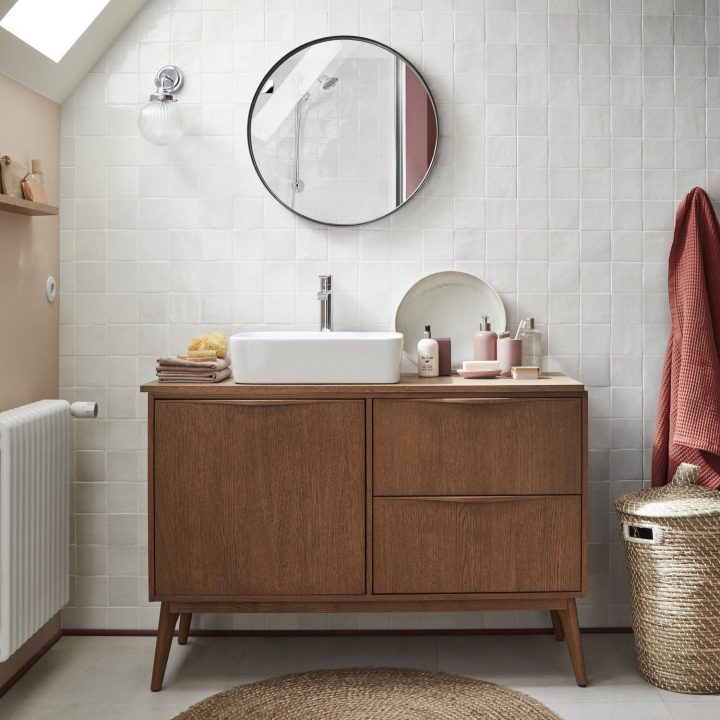 meuble salle de bain retro bois