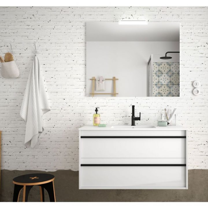 meuble salle de bain blanc 100 cm