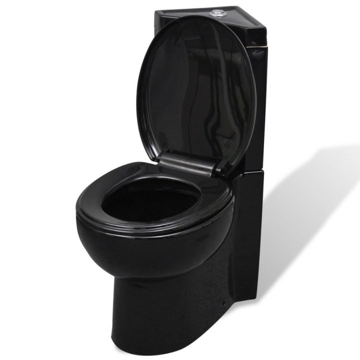 Acheter Wc Cuvette Céramique Noir Pas Cher | Vidaxl.fr serapportantà Cuvette Toilette Suspendu Noir Oeuf