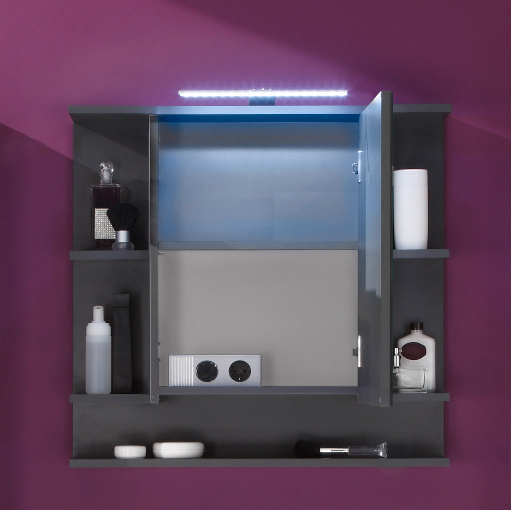 Armoire De Toilette Design Avec Éclairage Coloris Gris avec Armoire De