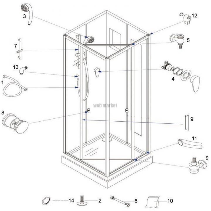 Barre De Douche Complète Pour Cabine Primeo – Sanitaire Et avec Pieces Detache Pour Cabine Douche Sensa Kalikali