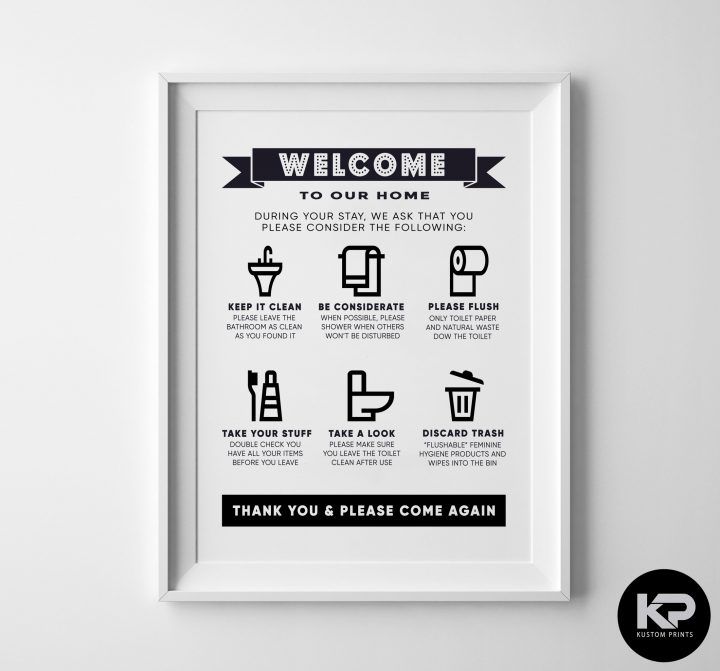 Bathroom Rules Print House Wall Picture Word Art Poster pour Poster Toilette Humour