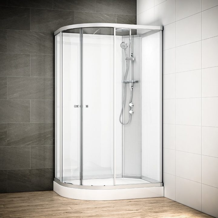 Cabine De Douche 120 Cm Silver 120 Blanc Asymétrique destiné Cabine De Douche Majesty Ii