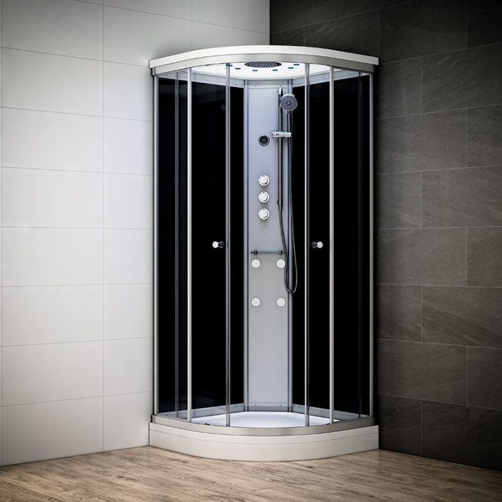 Cabine De Douche Hydromassage 80X80 Silver Noir 1/4 De Rond pour Cabine De Douche Majesty Ii