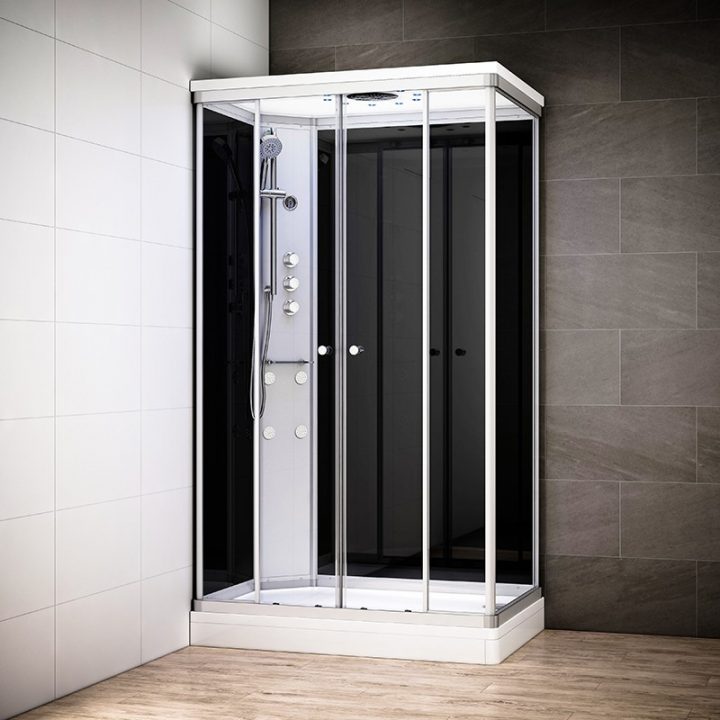 Cabine Douche Hydromassage 140X90 Silver Noir Rectangulaire intérieur Cabine De Douche Hydromassante 100X80