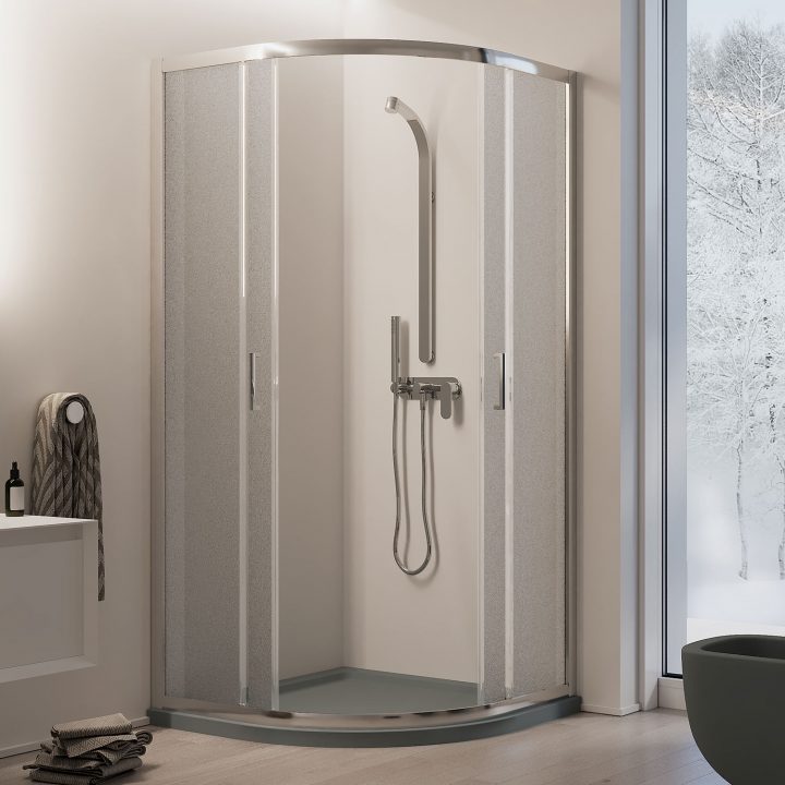 Cabine Paroi Douche Demi-Circulaire 80X80 H185 Cm Verre intérieur Celco  Design  Cabine De Douche  Circulaire  Piecees  Detachees