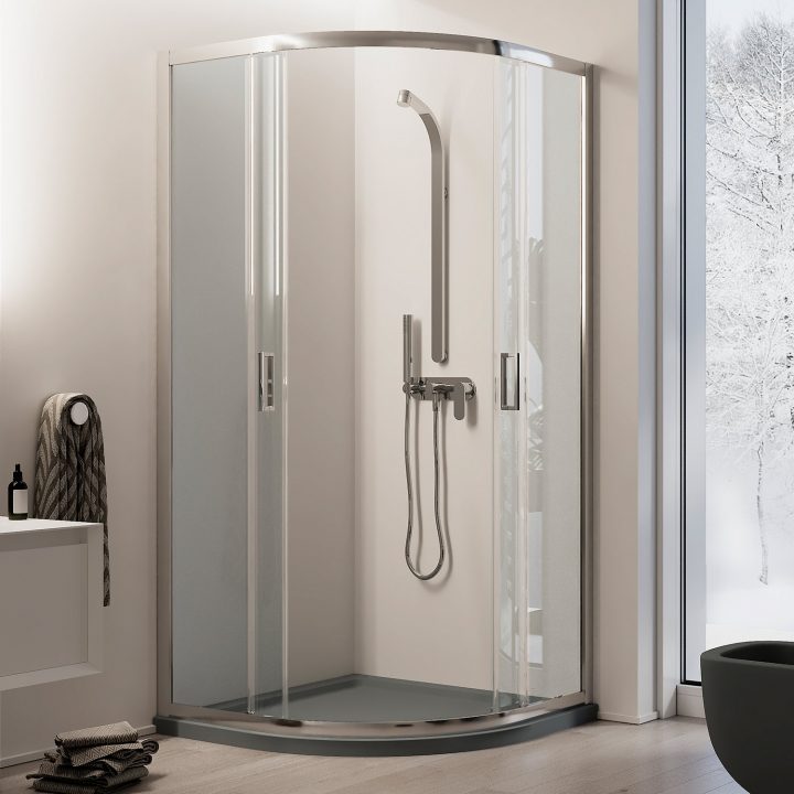 Cabine Paroi Douche Demi-Circulaire 90X90 H200 Cm Verre intérieur Celco  Design  Cabine De Douche  Circulaire  Piecees  Detachees