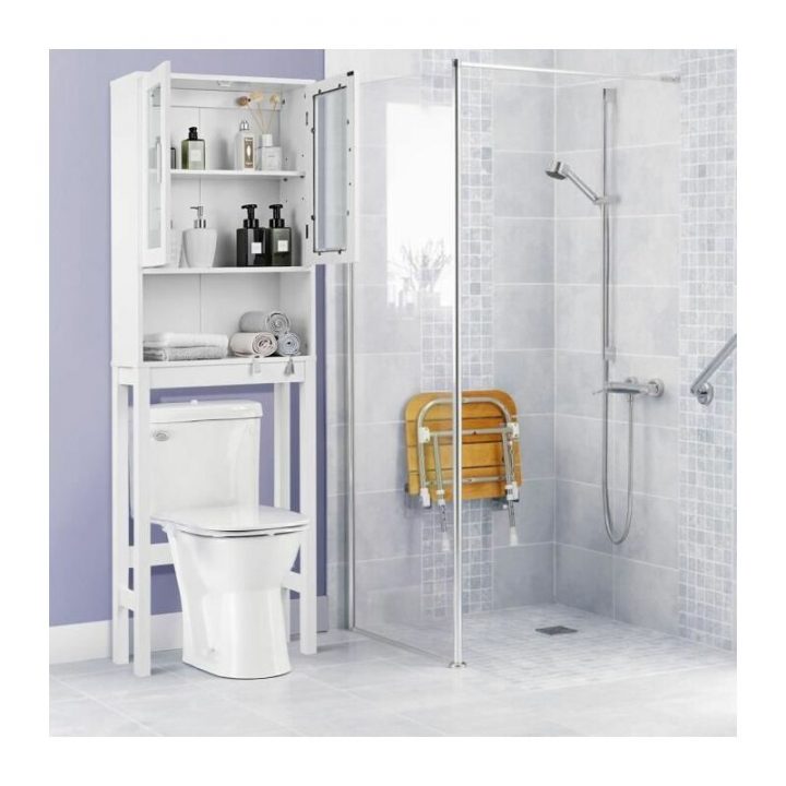 Costway Meuble Dessus Toilettes Wc 2 Portes Armoire De encequiconcerne Armoire De Toilette Imandra