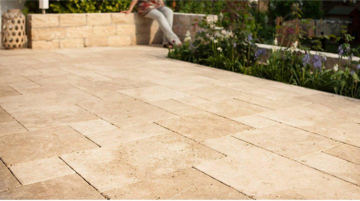 Dalle Marbre Travertin, Beige/Marron, Multiformat | Leroy concernant Carrelage Exterieur Leroy Merlin