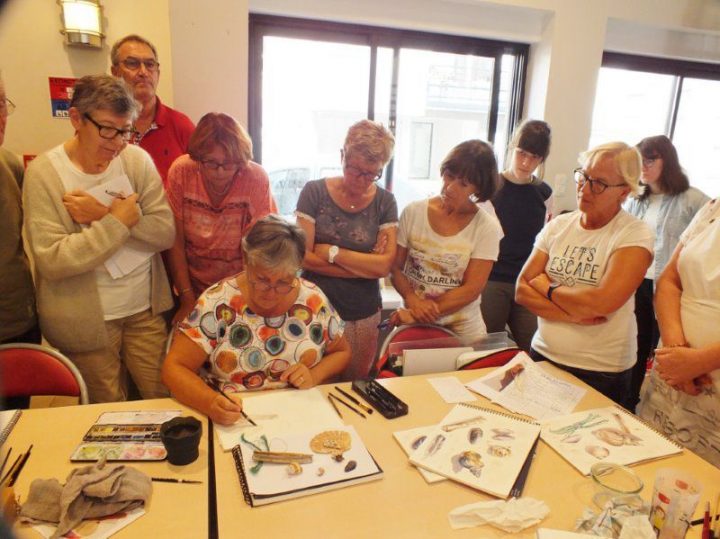 Des Amis Artistes Étaient En Aquarelleavec Evelyne avec Chez Claudine Merlimont