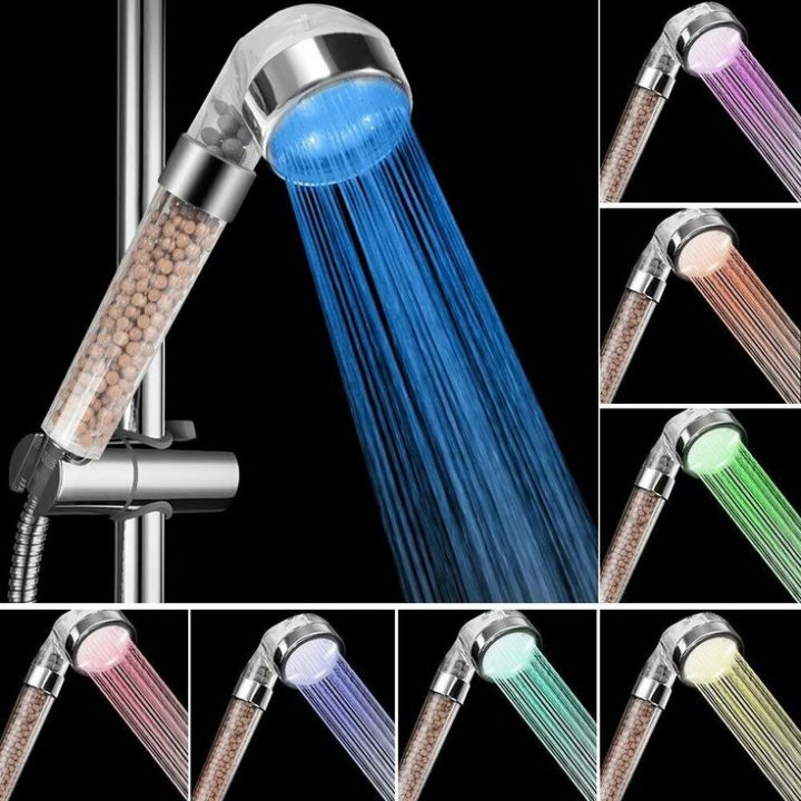 Douchette Douche 7 Couleurs Douche Salle Bain Pommeau avec Haute Pression Pour Salle De Bain