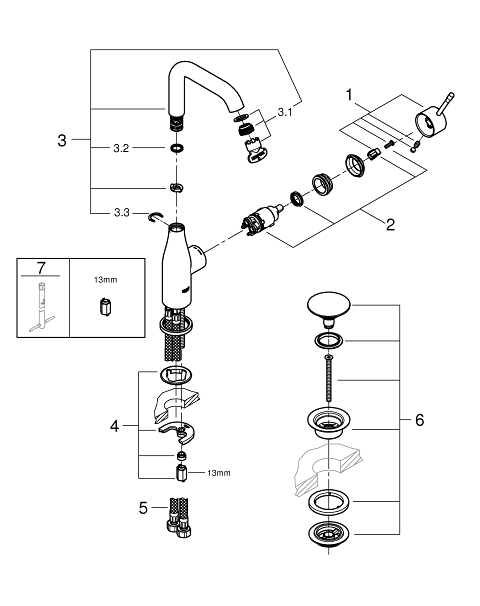 Essence Mitigeur Monocommande Lavabo Taille L | Grohe à Clip De Sureté Grohe