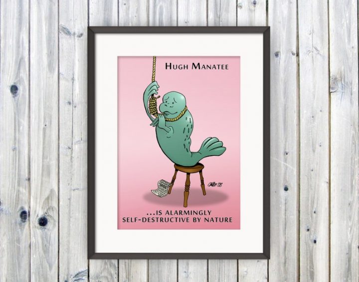 Funny Bathroom Art Hugh Manatee Pun Poster Funny Kitchen avec Poster Toilette Humour