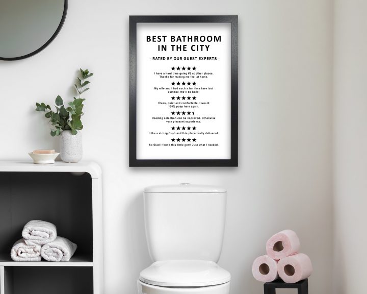 Funny Bathroom Reviews Print Toilet Sign Picture Wc Humour intérieur Poster Toilette Humour