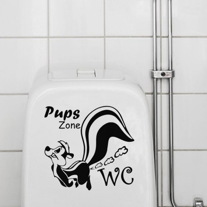 Funny Squirrel Toilet Pups Zone Wc Stickers Wall dedans Poster Toilette Humour