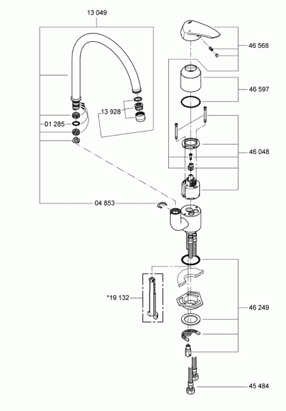 Grohe 13049000 Bec Orientable Pour Mitigeur Evier tout Clip De Sureté Grohe