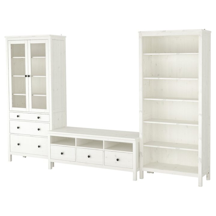 Hemnes Combinaison Meuble Tv, Teinté Blanc, Verre concernant Meuble Tv Billy Ikea