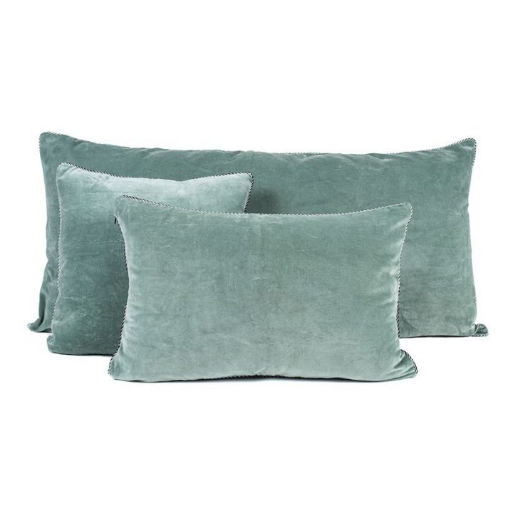 Housse De Coussin En Velours De Coton Rect. Delhi Céladon encequiconcerne Rideau Harmony Delhi