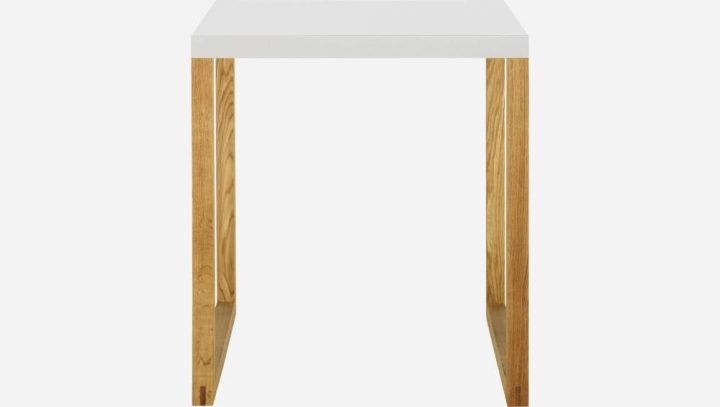 Kilo – Table Carrée En Acier Laqué Blanc Et Pieds En Chêne destiné Sofia Habitat Table