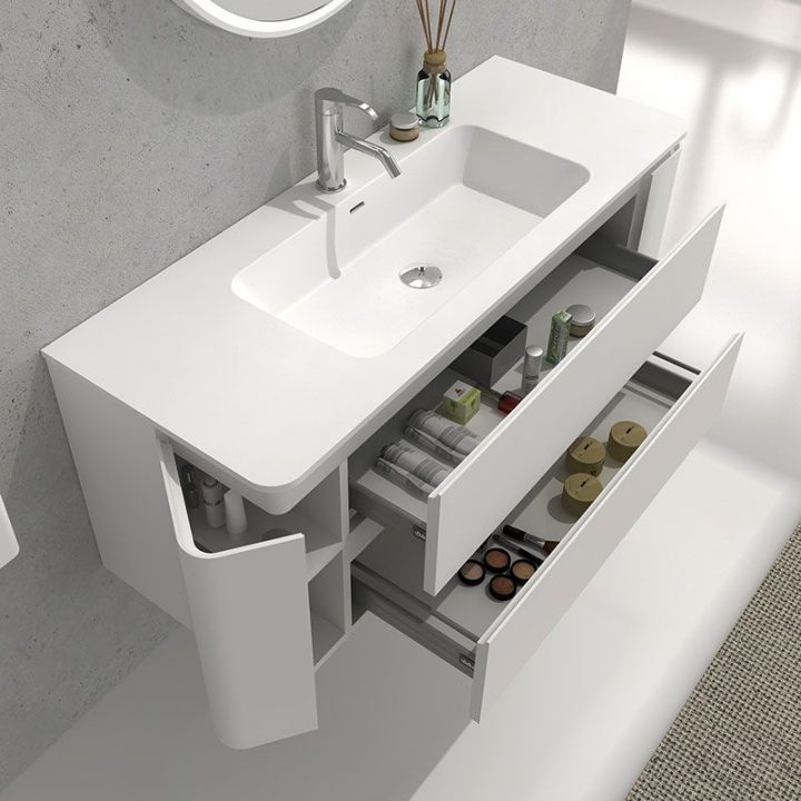 Meuble Salle De Bain 120 Cm Simple Vasque – Maison Parallele pour Mitigeur Salle De Bain Oneo