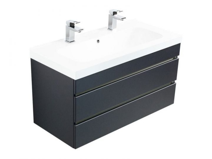 Meuble Salle De Bain Talis 100 Double Vasque Anthracite destiné Double Vasque 100 Cm