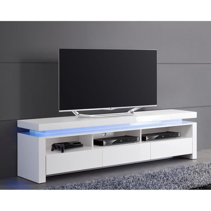 Meuble Tv Blanc Laqué Lumineux À 3 Tiroirs – Achat / Vente tout Resacriver Tele Blanc Clair Noir