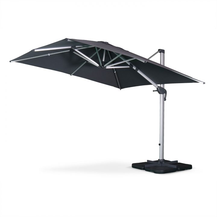 Parasol Déporté Haut De Gamme Carré 3X3M – Pyla Gris encequiconcerne Parasol Déporté 4X4M