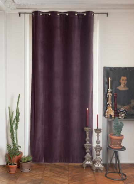 Rideau Occultant En Velours De Coton Violette Doublé intérieur Rideau En Velour Lyric Paon