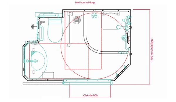 Salles De Bain Préfabriquées Pour Les Personnes À Mobilité à Dimension Wc Pmr Download